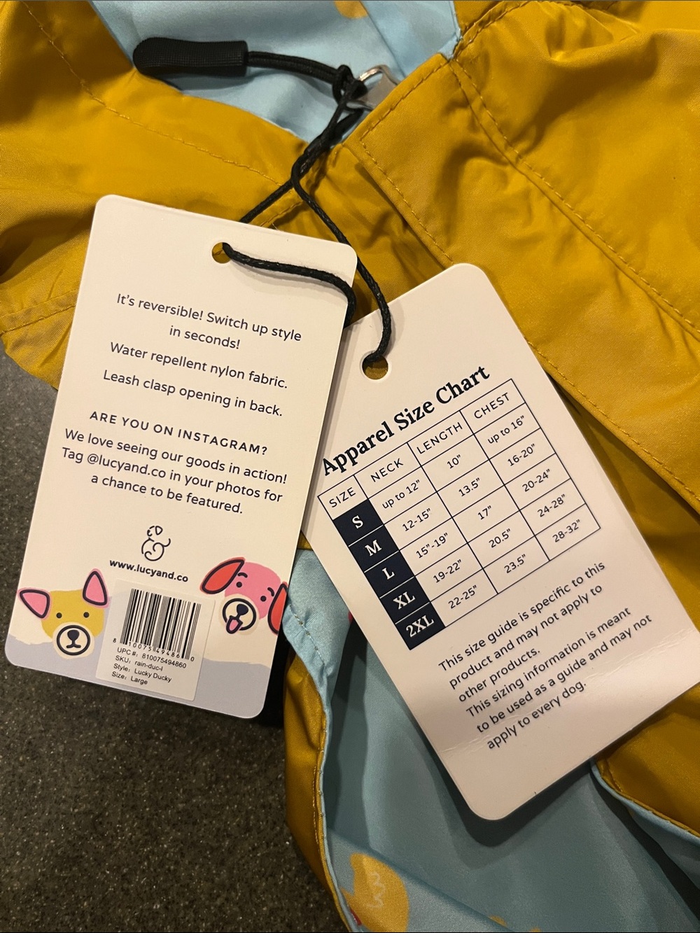 Reversible Dog Raincoat - Picture 2 of 4